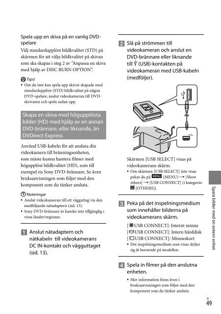 Sony HDR-CX350VE - HDR-CX350VE Consignes d&rsquo;utilisation Su&eacute;dois