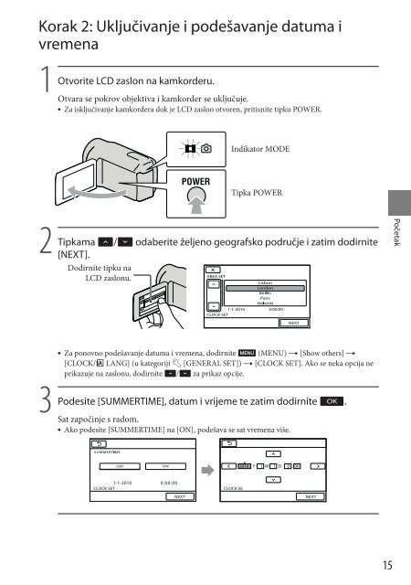 Sony HDR-CX350VE - HDR-CX350VE Mode d'emploi Croate