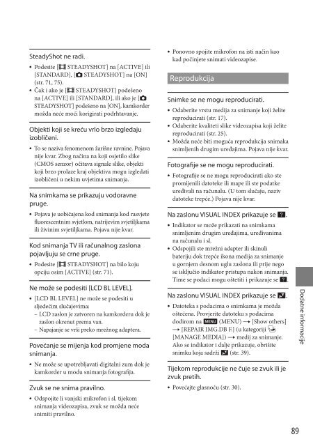 Sony HDR-CX350VE - HDR-CX350VE Mode d'emploi Croate