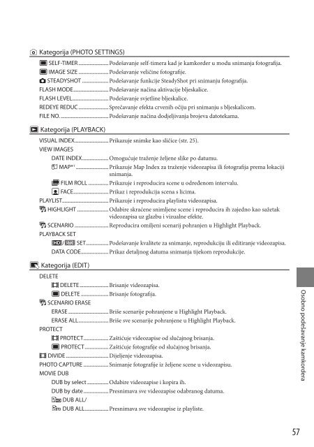 Sony HDR-CX350VE - HDR-CX350VE Mode d'emploi Croate