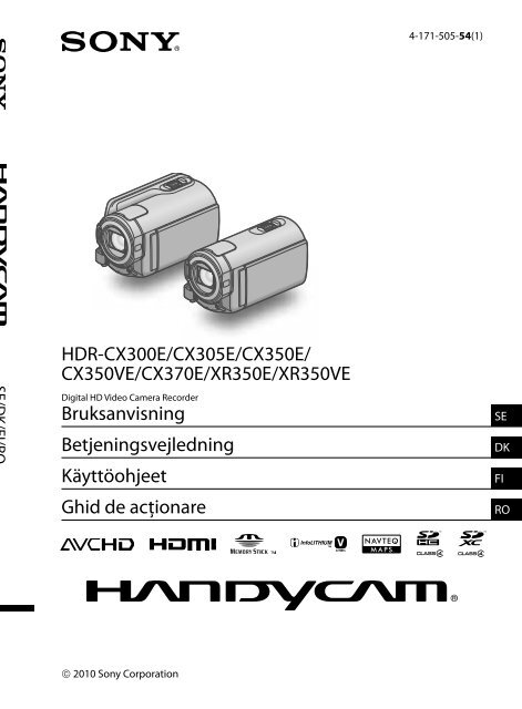 Sony HDR-CX350VE - HDR-CX350VE Consignes d&rsquo;utilisation Roumain