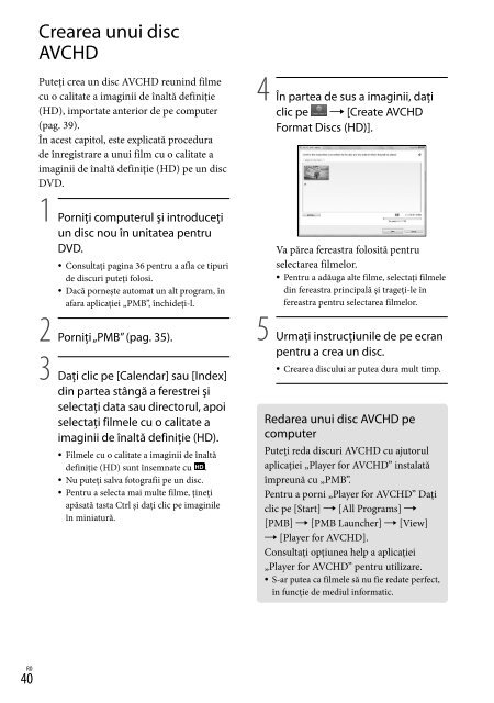 Sony HDR-CX350VE - HDR-CX350VE Consignes d&rsquo;utilisation Roumain