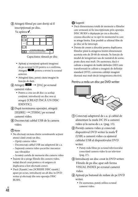 Sony HDR-CX350VE - HDR-CX350VE Consignes d&rsquo;utilisation Roumain