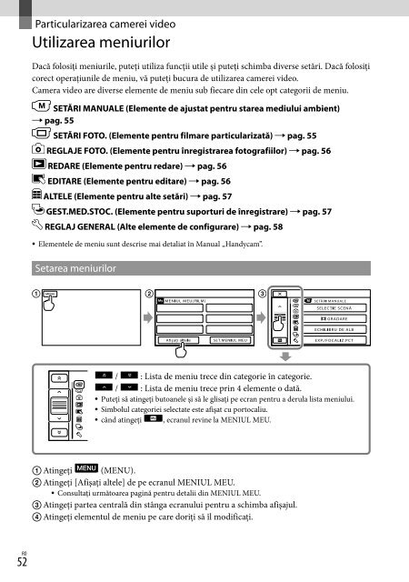 Sony HDR-CX350VE - HDR-CX350VE Consignes d&rsquo;utilisation Roumain