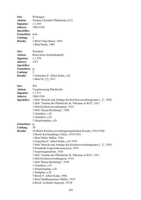 Einleitung und Register zum Nachlass von Pater Albert Kuhn (1839 ...