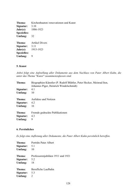 Einleitung und Register zum Nachlass von Pater Albert Kuhn (1839 ...