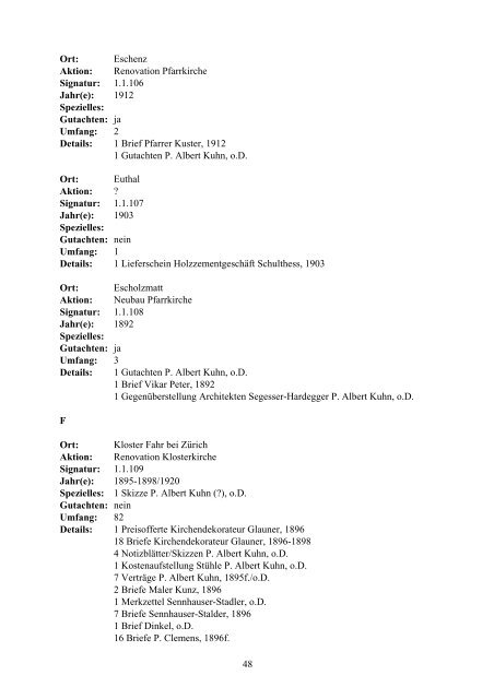 Einleitung und Register zum Nachlass von Pater Albert Kuhn (1839 ...