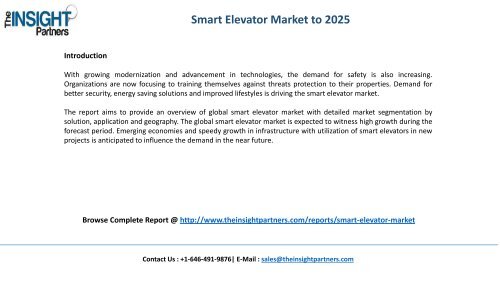 Smart Elevator Industry Analysis & Trends - Forecast to 2025 |The Insight Partners