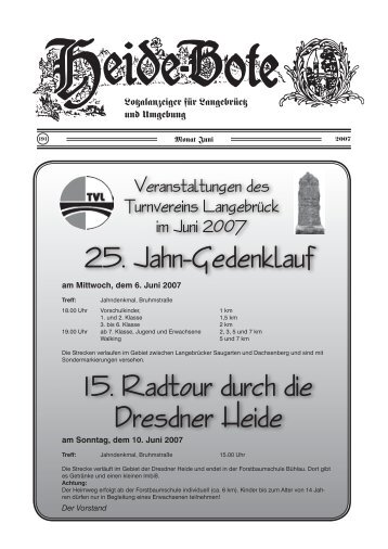 25. Jahn-Gedenklauf 15. Radtour durch die Dresdner ... - Langebrück