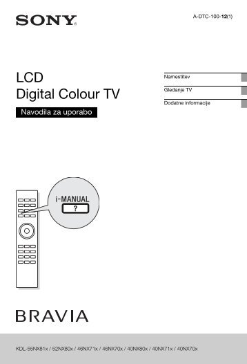 Sony KDL-46NX713 - KDL-46NX713 Consignes dâutilisation SlovÃ©nien