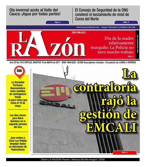 Diario La Razón de Cali martes 16 de mayo de 2017