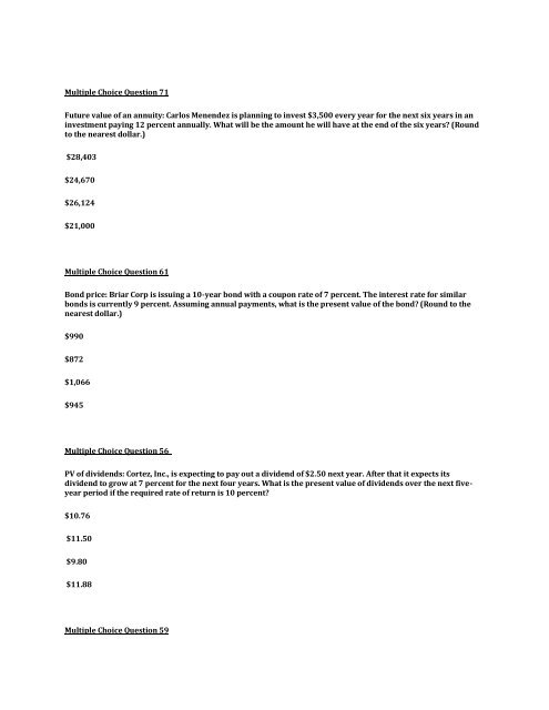 UOP FIN 571 Week 4 WileyPLUS Practice Quiz UOP