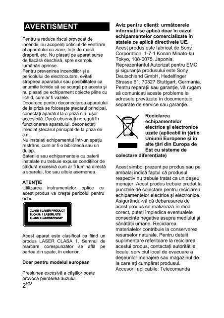 Sony CMT-DH30 - CMT-DH30 Mode d'emploi Roumain