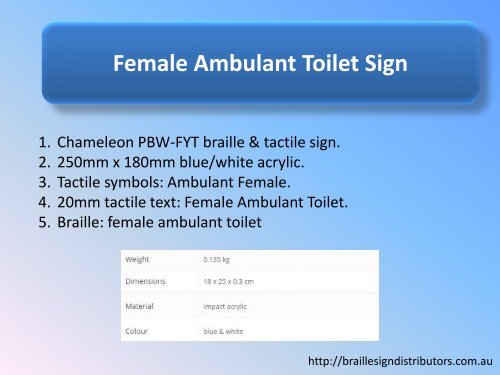 Female Ambulant Toilet Sign - Braille Sign Distributors