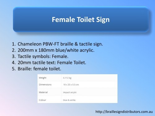 Female Toilet Sign - Braille Sign Distributors