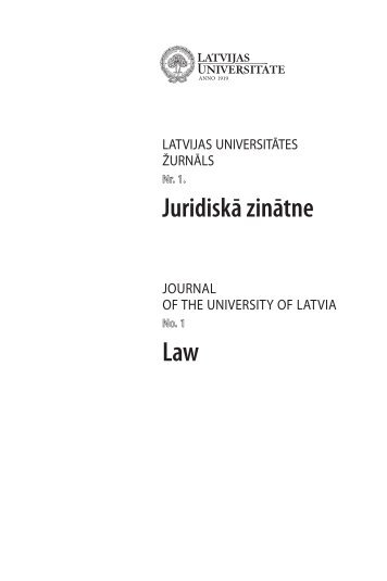 Juridiskā zinātne Law - Latvijas Universitāte