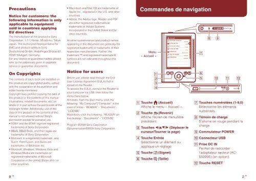 Sony PRS-300 - PRS-300 Guide de mise en route