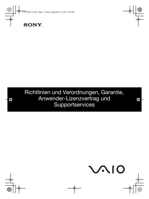 Sony VGN-TZ2RMN - VGN-TZ2RMN Documents de garantie Allemand