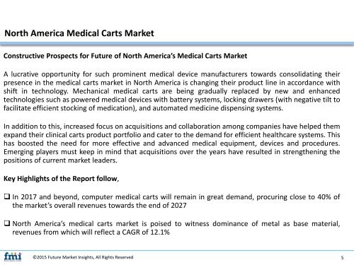 North America Medical Carts Market Analysis Will Expand at a CAGR of 11.2% from 2017-2027