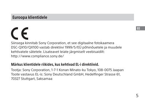 Sony DSC-QX10 - DSC-QX10 Mode d'emploi Estonien