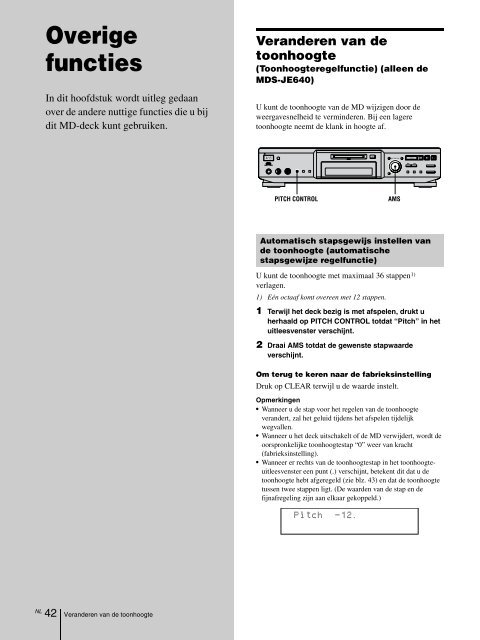 Sony MDS-JE640 - MDS-JE640 Consignes d&rsquo;utilisation Fran&ccedil;ais