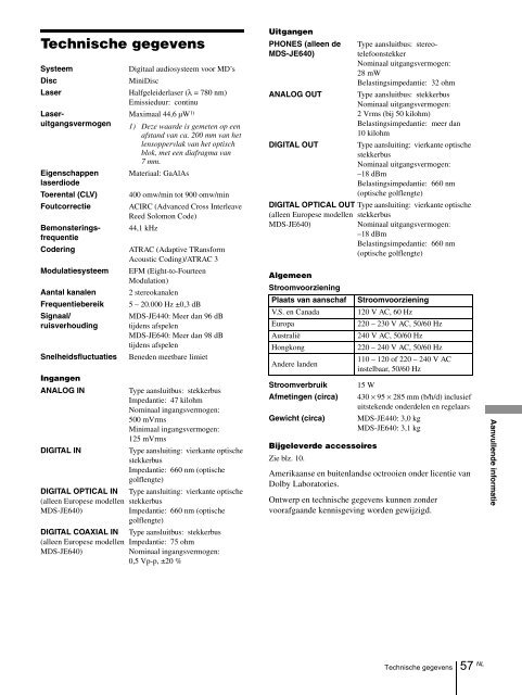 Sony MDS-JE640 - MDS-JE640 Consignes d&rsquo;utilisation Fran&ccedil;ais