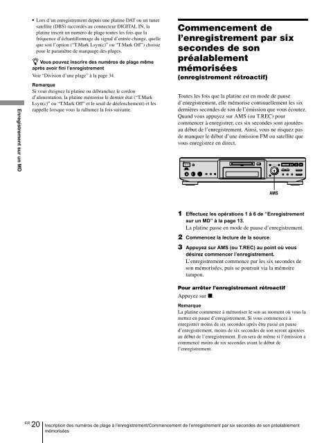 Sony MDS-JE640 - MDS-JE640 Consignes d&rsquo;utilisation Fran&ccedil;ais