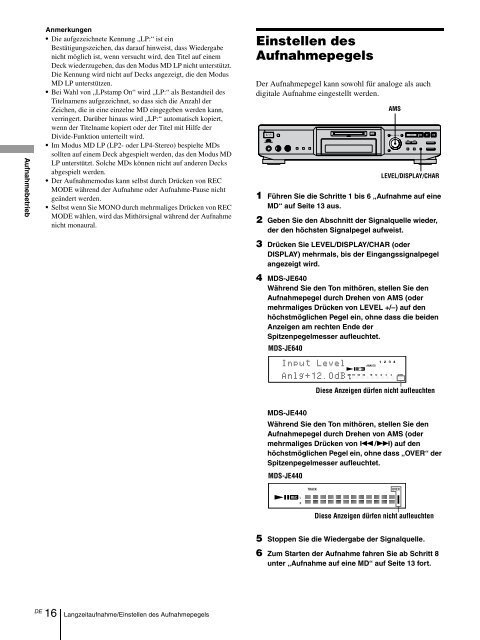 Sony MDS-JE640 - MDS-JE640 Consignes d&rsquo;utilisation Fran&ccedil;ais