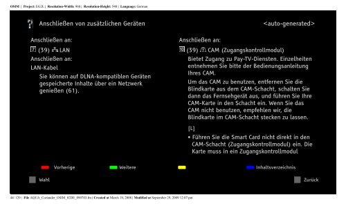 Sony KDL-52V5810 - KDL-52V5810 Consignes d&rsquo;utilisation Allemand