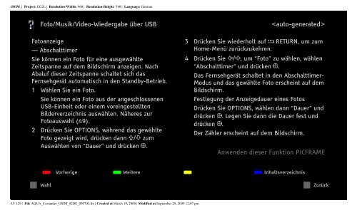 Sony KDL-52V5810 - KDL-52V5810 Consignes d&rsquo;utilisation Allemand