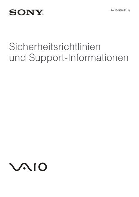 Sony VPCSB4N9E - VPCSB4N9E Documents de garantie Allemand