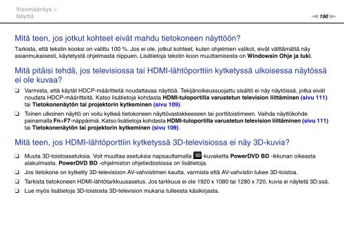 Sony VPCSB4N9E - VPCSB4N9E Consignes d&rsquo;utilisation Finlandais