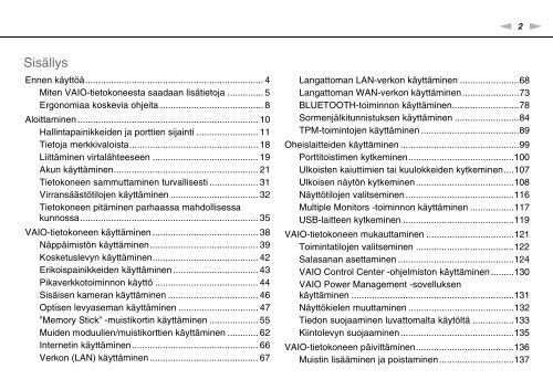 Sony VPCSB4N9E - VPCSB4N9E Consignes d&rsquo;utilisation Finlandais