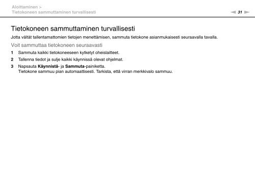 Sony VPCSB4N9E - VPCSB4N9E Consignes d&rsquo;utilisation Finlandais