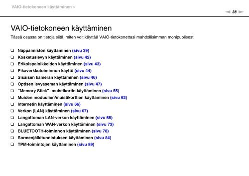 Sony VPCSB4N9E - VPCSB4N9E Consignes d&rsquo;utilisation Finlandais