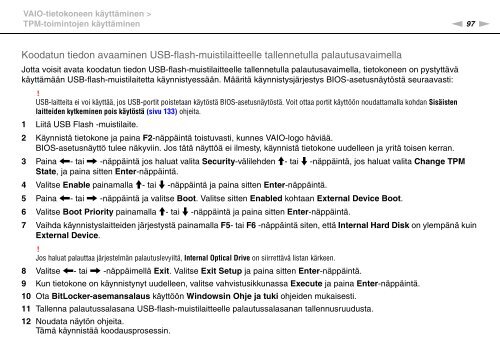 Sony VPCSB4N9E - VPCSB4N9E Consignes d&rsquo;utilisation Finlandais