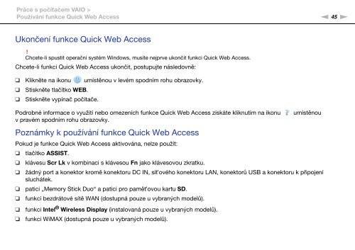 Sony VPCSB4N9E - VPCSB4N9E Mode d'emploi Tch&egrave;que