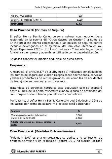 Aplicación práctica del Impuesto a la Renta de Empresas 2017