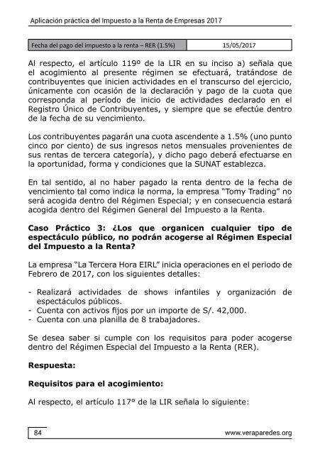 Aplicación práctica del Impuesto a la Renta de Empresas 2017