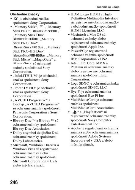 Sony SLT-A77M - SLT-A77M Consignes d&rsquo;utilisation Slovaque