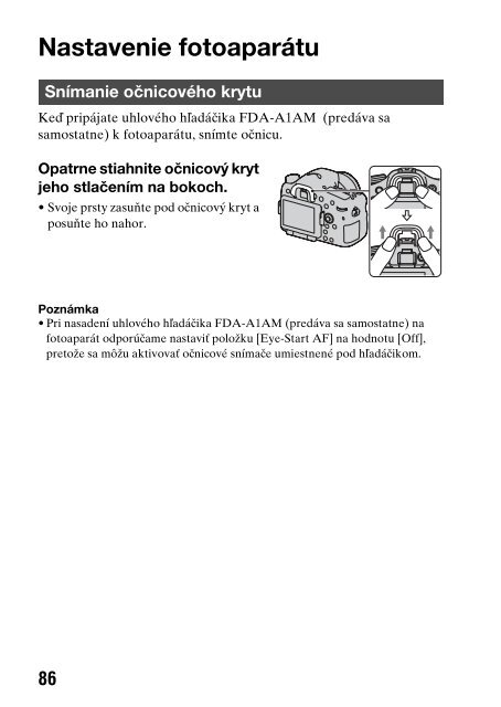 Sony SLT-A77M - SLT-A77M Consignes d&rsquo;utilisation Slovaque