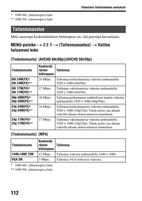 Sony SLT-A77M - SLT-A77M Consignes d&rsquo;utilisation Finlandais