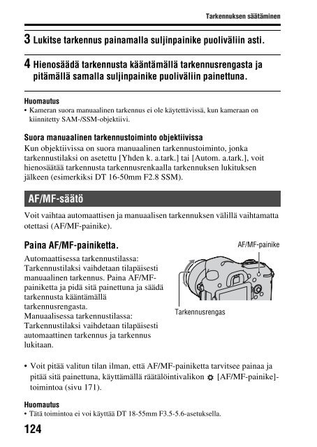 Sony SLT-A77M - SLT-A77M Consignes d&rsquo;utilisation Finlandais