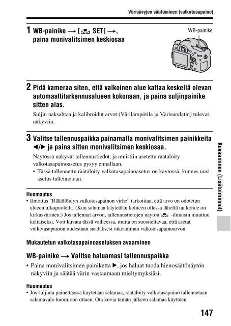 Sony SLT-A77M - SLT-A77M Consignes d&rsquo;utilisation Finlandais