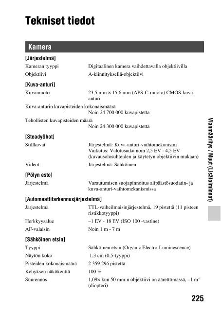 Sony SLT-A77M - SLT-A77M Consignes d&rsquo;utilisation Finlandais