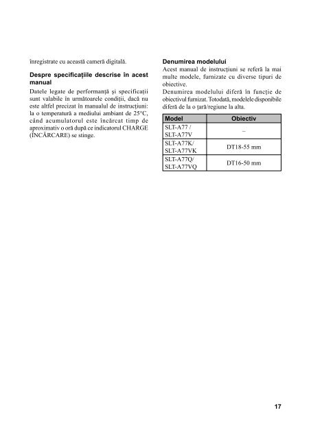 Sony SLT-A77M - SLT-A77M Mode d'emploi Roumain