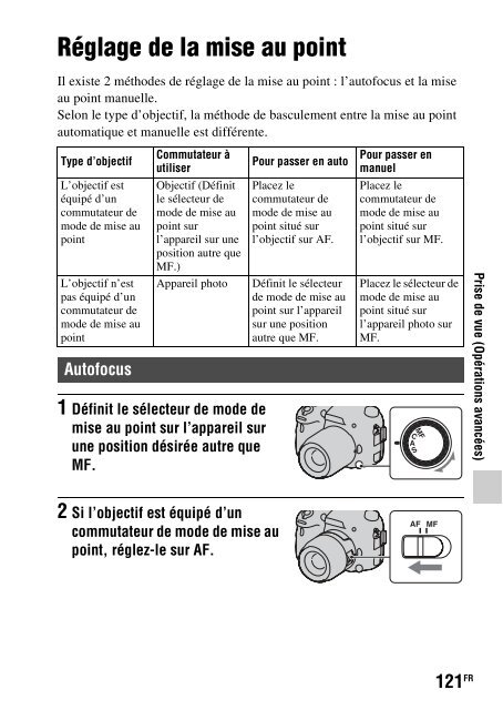 Sony SLT-A77M - SLT-A77M Consignes d&rsquo;utilisation Fran&ccedil;ais