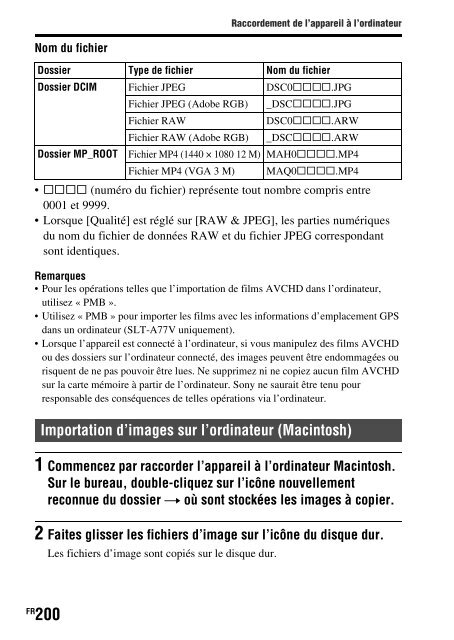 Sony SLT-A77M - SLT-A77M Consignes d&rsquo;utilisation Fran&ccedil;ais