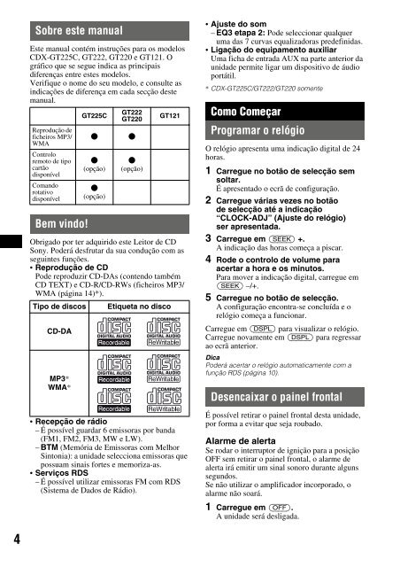 Sony CDX-GT121 - CDX-GT121 Mode d'emploi Grec