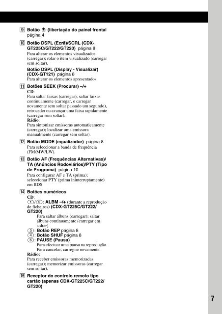 Sony CDX-GT121 - CDX-GT121 Mode d'emploi Grec